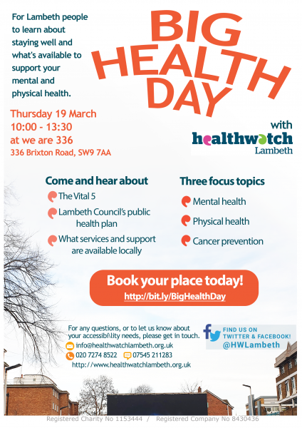 Big Health Day Healthwatch Lambeth